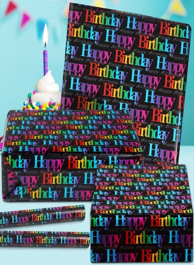 AirCool Happy Birthday Wrapping Paper for Girls Boys Kids Women Men - Gradient Color Gift Wrap With Cut Lines on Reverse - 7 Sheets Folded Flat 20x28 Inches - Image 3